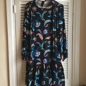 J. McLauglin black floral ruffled dress, M